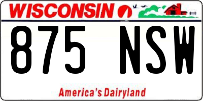 WI license plate 875NSW