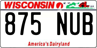 WI license plate 875NUB