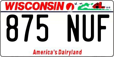 WI license plate 875NUF