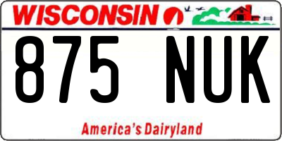 WI license plate 875NUK
