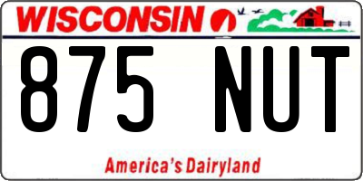 WI license plate 875NUT