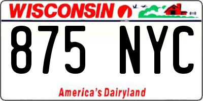 WI license plate 875NYC