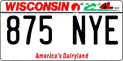 WI license plate 875NYE