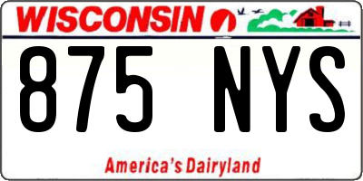 WI license plate 875NYS