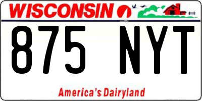 WI license plate 875NYT