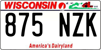WI license plate 875NZK