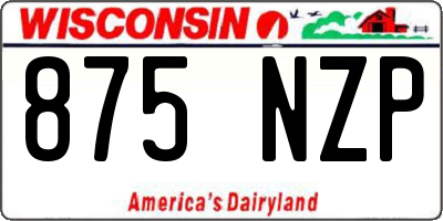 WI license plate 875NZP
