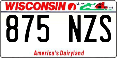 WI license plate 875NZS