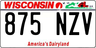 WI license plate 875NZV