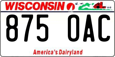 WI license plate 875OAC