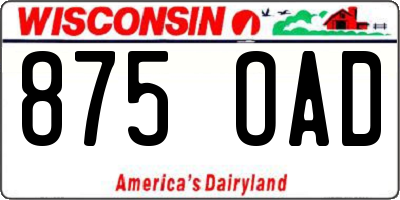 WI license plate 875OAD