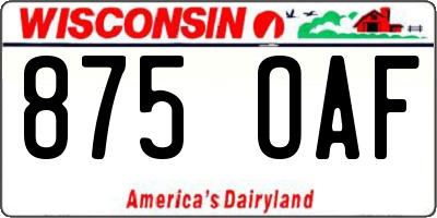 WI license plate 875OAF