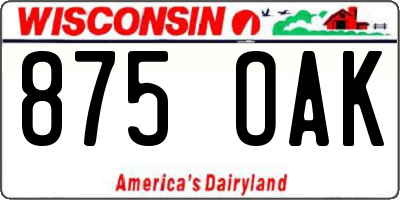 WI license plate 875OAK