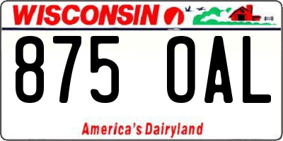 WI license plate 875OAL