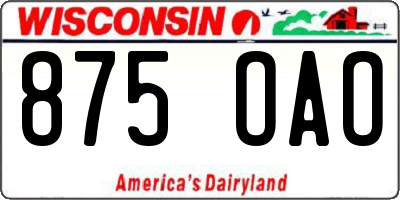 WI license plate 875OAO