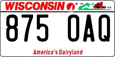 WI license plate 875OAQ