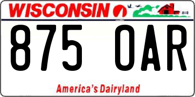 WI license plate 875OAR