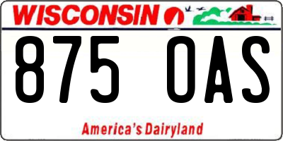 WI license plate 875OAS