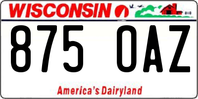 WI license plate 875OAZ
