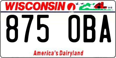 WI license plate 875OBA