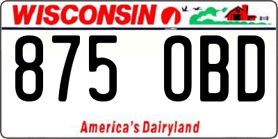 WI license plate 875OBD