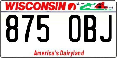 WI license plate 875OBJ