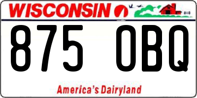WI license plate 875OBQ