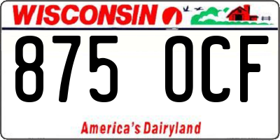 WI license plate 875OCF
