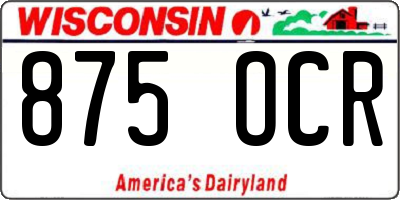 WI license plate 875OCR