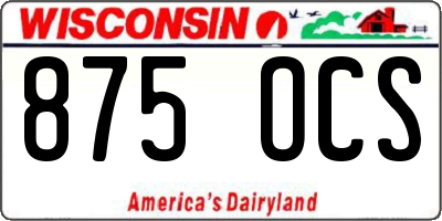 WI license plate 875OCS