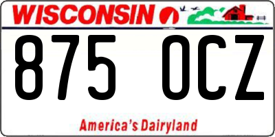 WI license plate 875OCZ