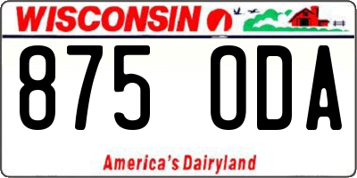 WI license plate 875ODA
