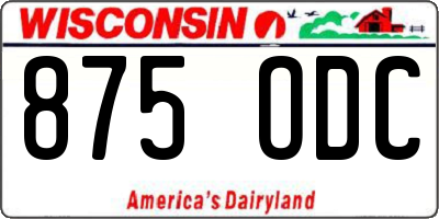 WI license plate 875ODC