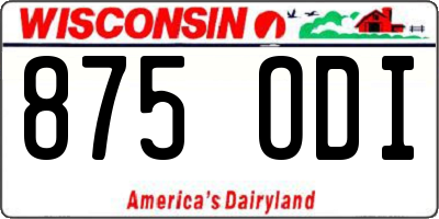 WI license plate 875ODI