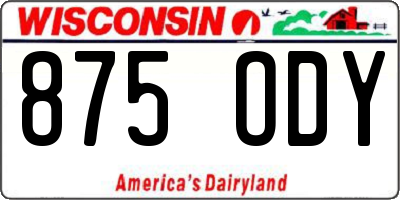 WI license plate 875ODY