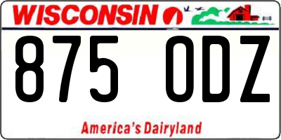 WI license plate 875ODZ