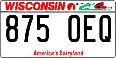 WI license plate 875OEQ