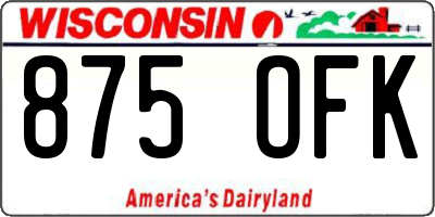 WI license plate 875OFK