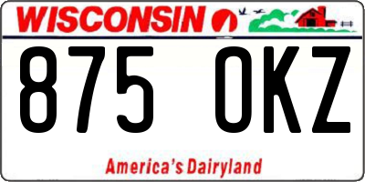 WI license plate 875OKZ