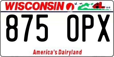 WI license plate 875OPX