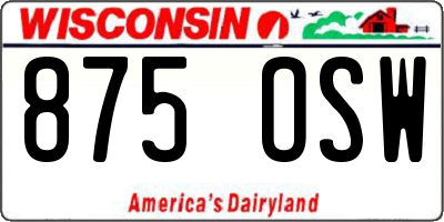 WI license plate 875OSW
