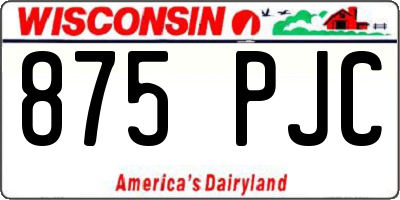 WI license plate 875PJC