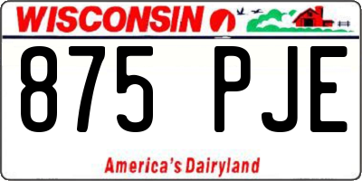 WI license plate 875PJE