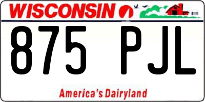 WI license plate 875PJL