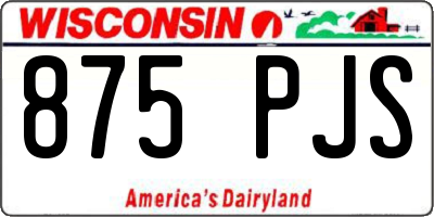 WI license plate 875PJS