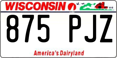 WI license plate 875PJZ