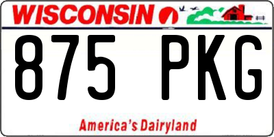 WI license plate 875PKG