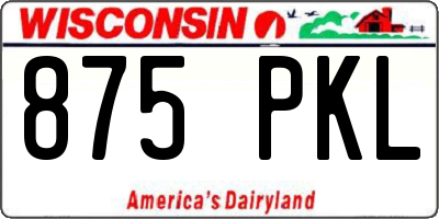 WI license plate 875PKL