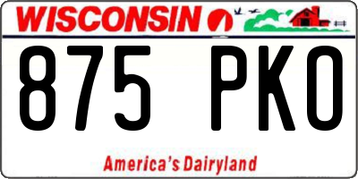 WI license plate 875PKO