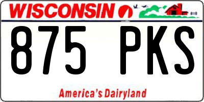WI license plate 875PKS
